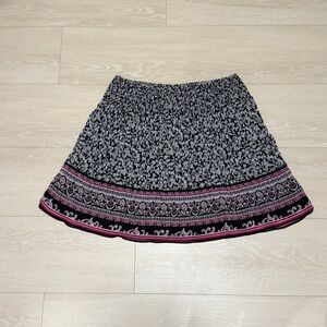 White House Black Market Black and White A-Line Skirt with Pink Accents